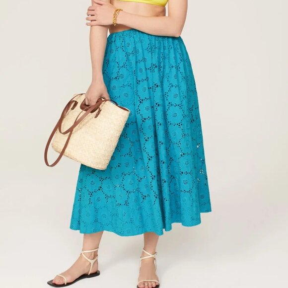 Tanya Taylor Sienna Skirt in Turquoise Blue - Picture 1 of 11